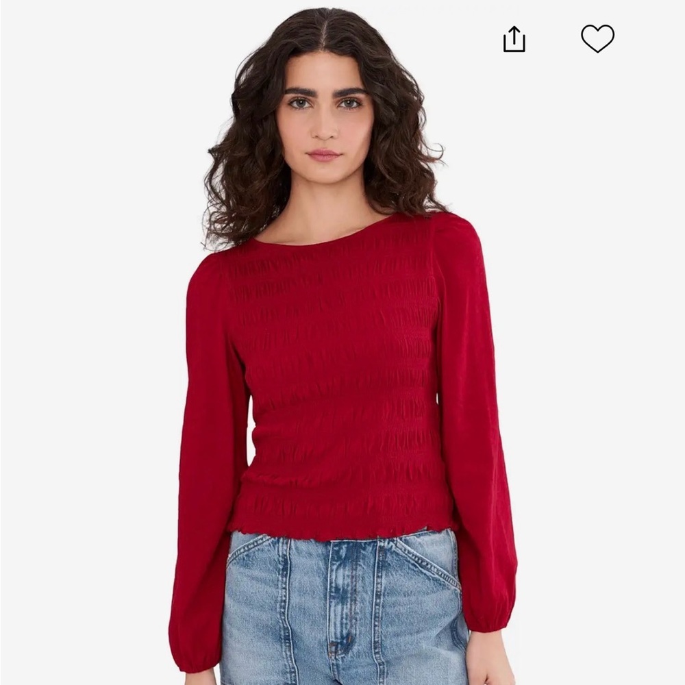 Madewell® Bonytail Elbow Sleeve Smocked Top